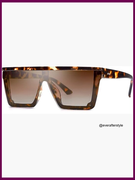 Square Big Sunglasses Thick Frame Flat Top Mirrored UV400 Protection main image 4